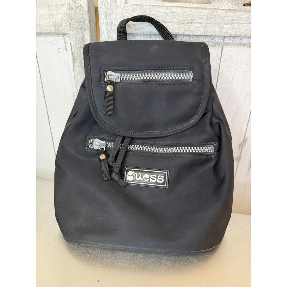 Vintage 90’s Y2K Guess Black Drawstring Small Mini Backpack Bag Handbag
